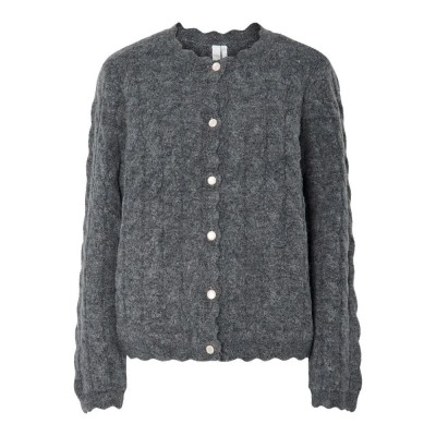 жилетка,дамски,пуловери,дамски,плетени,дрехи,yas,bubera,cardigan,dark,grey,melange