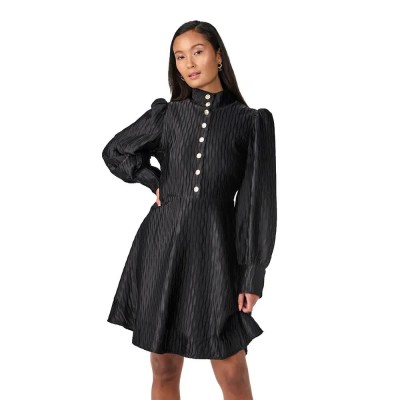 рокля,дамски,поли,и,рокли,yas,ripple,long,sleeve,short,dress,black