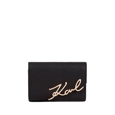 портфейли,и,портмонета,karl,lagerfeld,signature,small,wallet,black,gold,(black)