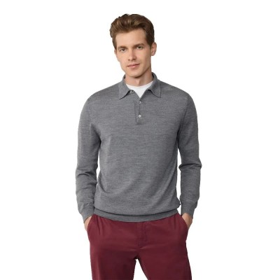 мъжки,блузи,с,яка,façonnable,merino,long,sleeve,polo,marl,grey