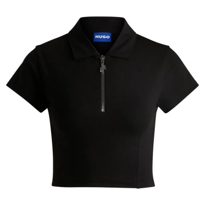 дамски,блузи,с,яка,hugo,dastaja,01,short,sleeve,polo,black