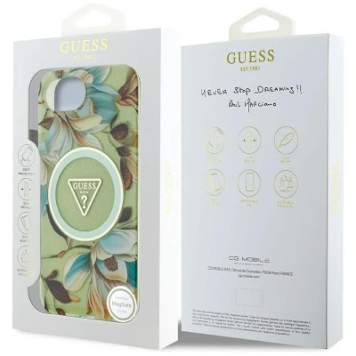 други,аксесоари,guess,flowers,triangle,iphone,16e,phone,case,green,(green)