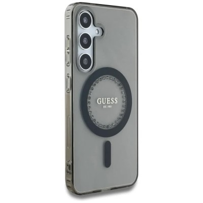 други,аксесоари,guess,rhinestones,printed,classic,logo,samsung,galaxy,s25,phone,case,grey,(black)