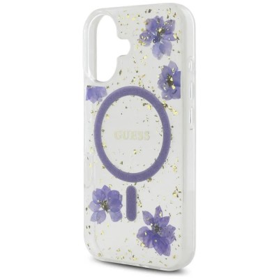 други,аксесоари,guess,resin,flowers,glitter,iphone,16,phone,case,white,(purple)