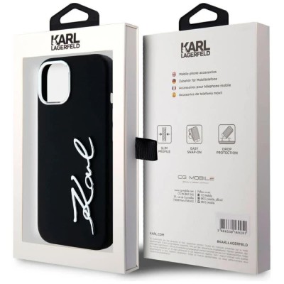 други,аксесоари,karl,lagerfeld,metal,script,logo,iphone,15,phone,case,black,(black)