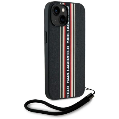 други,аксесоари,karl,lagerfeld,saffiano,athleisure,iphone,15,phone,case,black,(red)