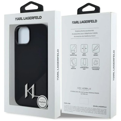 други,аксесоари,karl,lagerfeld,shadow,metal,initial,magsafe,iphone,15,phone,case,black,(black)