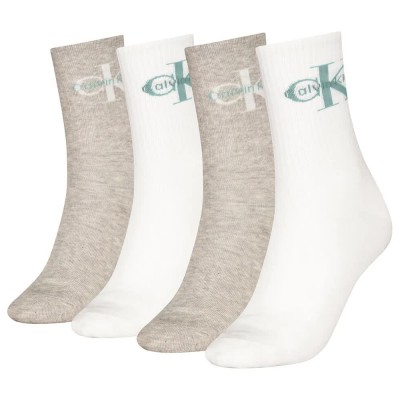 чорапи,дамски,чорапи,calvin,klein,701235384,crew,socks,4,pairs,white,grey,melange