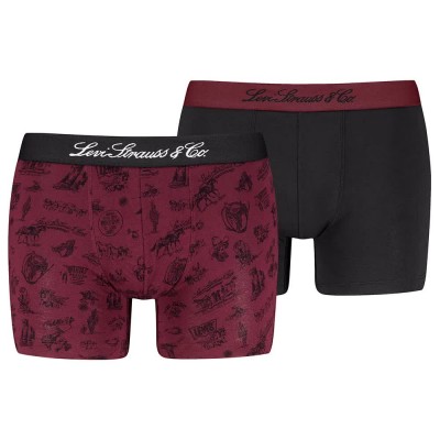 боксерки,мъжко,бельо,levi´s,®,western,icon,brief,boxers,2,units,red,combo,(red,black)