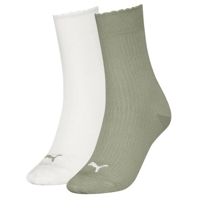 чорапи,дамски,чорапи,puma,scallop,edge,socks,2,pairs,green,white,(green,warm,white)