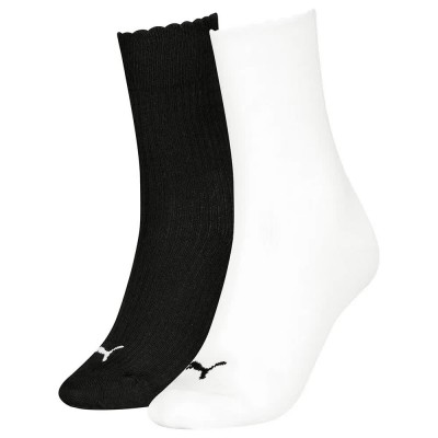 чорапи,дамски,чорапи,puma,scallop,edge,socks,2,pairs,white,black,(white,black)