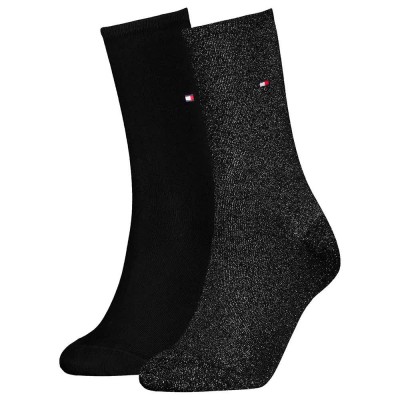 чорапи,дамски,чорапи,tommy,hilfiger,casual,socks,2,pairs,black,lurex,(black)