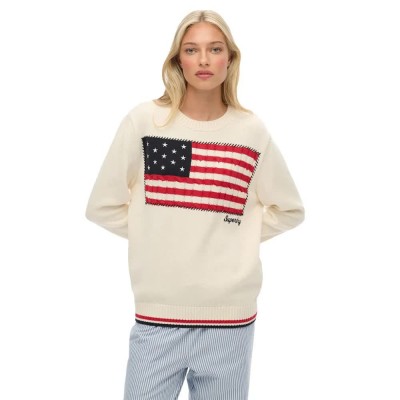 блуза,дамски,пуловери,дамски,плетени,дрехи,superdry,americana,flag,crew,sweater,beige,(cream)