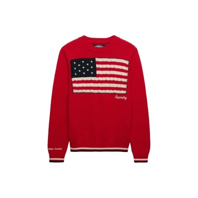 блуза,дамски,пуловери,дамски,плетени,дрехи,superdry,americana,flag,crew,sweater,red,(varsity,red)