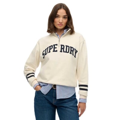 блуза,дамски,блузи,superdry,athletic,essential,applique,half,zip,sweatshirt,desert,bone,off,white,(beige)