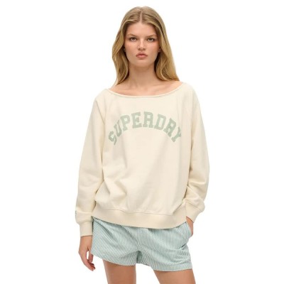 блуза,дамски,блузи,superdry,athletic,essential,bardot,crew,sweatshirt,beige,(desert,bone,off,white)
