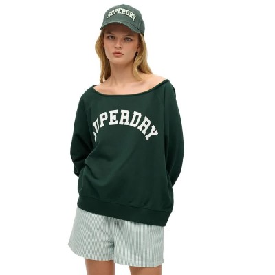 блуза,дамски,блузи,superdry,athletic,essential,bardot,crew,sweatshirt,green,(enamel,green)