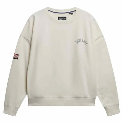 блуза,дамски,блузи,superdry,athletic,relaxed,printed,crew,sweatshirt,desert,bone,off,white,(beige)
