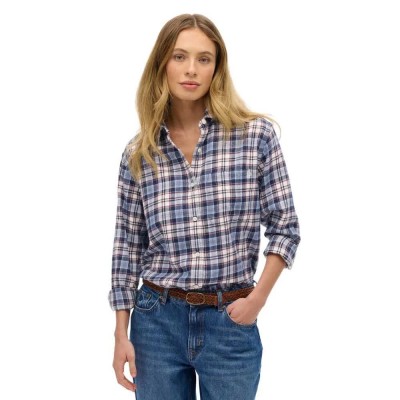 карирана,риза,дамски,ризи,superdry,check,flannel,boyfriend,long,sleeve,shirt,blue,(blue,red,check)