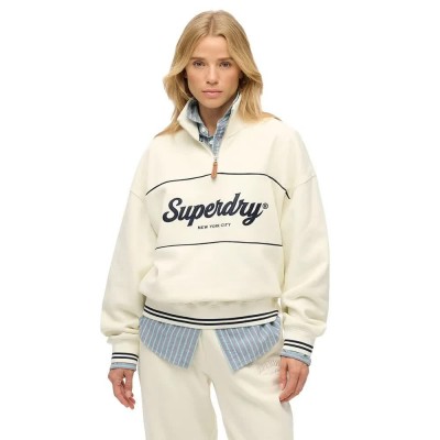 блуза,дамски,блузи,superdry,country,club,loose,half,zip,sweatshirt,beige,(off,white)