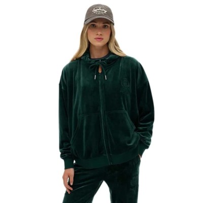 блуза,дамски,блузи,superdry,country,club,velour,full,zip,sweatshirt,enamel,green,(green)