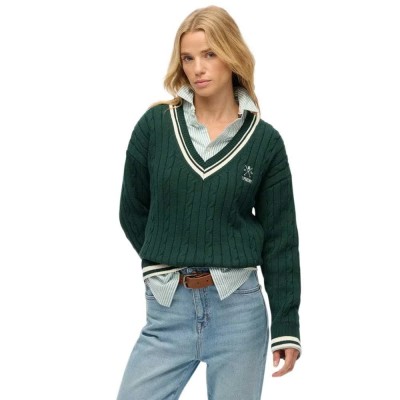 блуза,дамски,пуловери,дамски,плетени,дрехи,superdry,cricket,club,sweater,enamel,green
