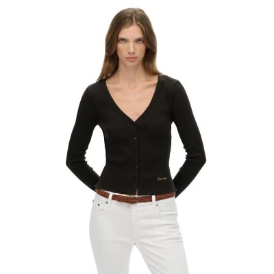 тениска,дамски,тениски,superdry,essential,button,thru,long,sleeve,t,shirt,black,(bison,black)