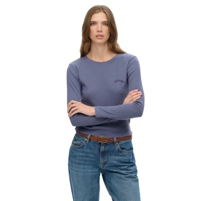 тениска,дамски,тениски,superdry,essential,logo,gd,rib,long,sleeve,t,shirt,purple,(mariner,navy)