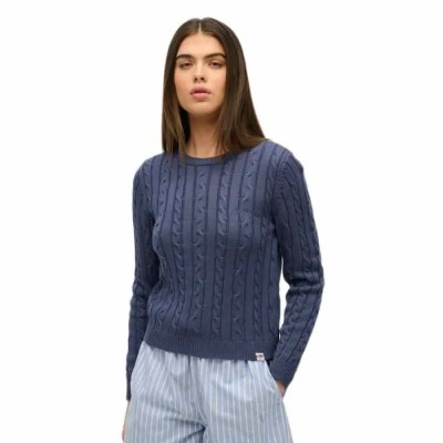 блуза,дамски,пуловери,дамски,плетени,дрехи,superdry,essentials,slim,cable,sweater,mariner,navy,(blue)