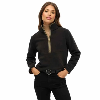 поларена,блуза,дамски,блузи,superdry,estate,fleece,half,zip,sweatshirt,black