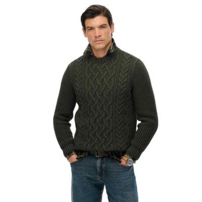 блуза,мъжки,пуловери,superdry,jacob,cable,sweater,green,(sage,green)