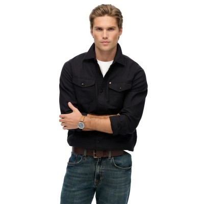 риза,с,дълъг,ръкав,мъжки,ризи,superdry,merchant,ranch,long,sleeve,shirt,black,(black)