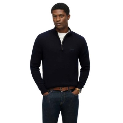 блуза,мъжки,пуловери,superdry,wool,blend,half,zip,sweater,charred,navy,marl