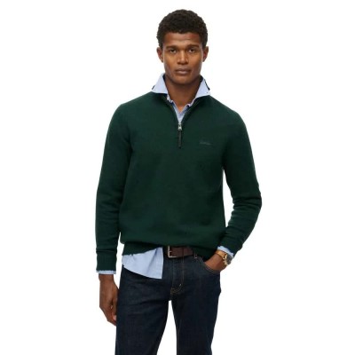 блуза,мъжки,пуловери,superdry,wool,blend,half,zip,sweater,forest,green,marl