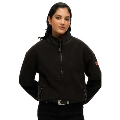 блуза,дамски,блузи,superdry,active,half,zip,sweatshirt,black