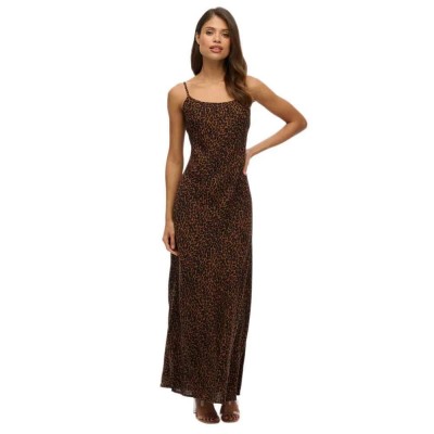 рокля,дамски,поли,и,рокли,superdry,bias,cut,maxi,slip,long,dress,leona,leopard,(brown)