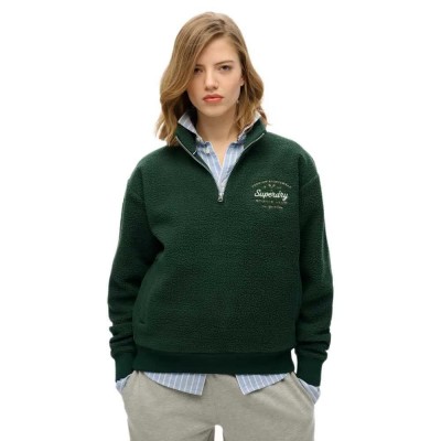 поларена,блуза,дамски,блузи,superdry,country,club,fleece,half,zip,sweatshirt,enamel,green,(green)