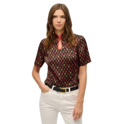 тениска,дамски,тениски,superdry,mandarin,jacquard,short,sleeve,t,shirt,floral,block,black,(black)