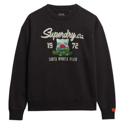 суичър,дамски,блузи,superdry,souvenir,graphc,embroidered,loose,crew,hoodie,bison,black,(black)