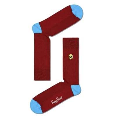 чорапи,мъжки,чорапи,happy,socks,alien,ribbed,embroidery,socks,long,socks,maroon,(red)