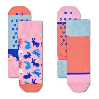 детски,чорапи,детски,чорапи,happy,socks,bunny,kids,anti,slip,socks,2,pairs,multicolor,(pink)