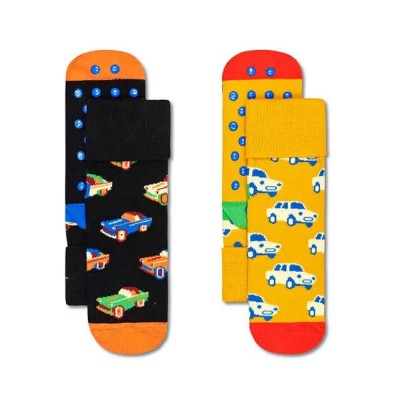 чорапи,детски,чорапи,happy,socks,car,anti,slip,socks,multicolor,(yellow,black)