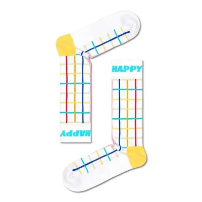 чорапи,мъжки,чорапи,happy,socks,color,grid,crew,white,long,socks,multicolor,(white)