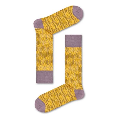 чорапи,мъжки,чорапи,happy,socks,dressed,geometric,yellow,and,purple,long,socks,multicolor,(yellow)