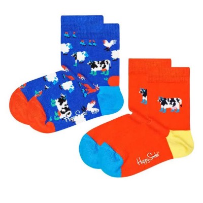 чорапи,детски,чорапи,happy,socks,farmlife,socks,2,pairs,multicolor,(red,blue)