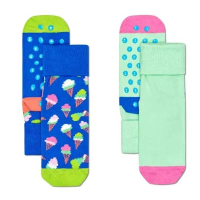 детски,чорапи,детски,чорапи,happy,socks,ice,cream,anti,slip,kids,socks,2,pairs,multicolor,(green,blue)