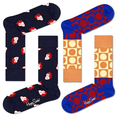 чорапи,мъжки,чорапи,happy,socks,long,socks,2,pairs,orange,black,(multicolor)
