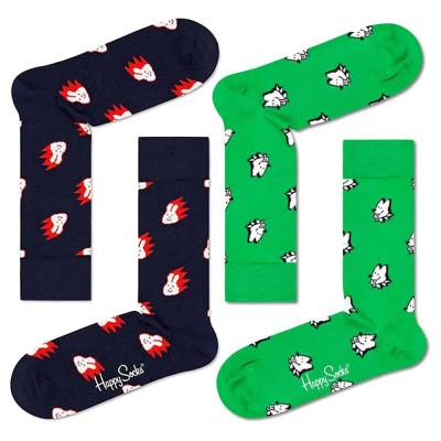 чорапи,мъжки,чорапи,happy,socks,of,greendog,and,bunny,long,socks,2,pairs,multicolor,(green,blue)