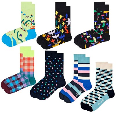 чорапи,мъжки,чорапи,happy,socks,optic,and,into,the,park,long,socks,7,pairs,multicolor