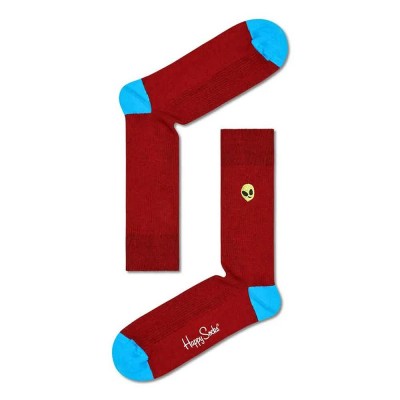 чорапи,мъжки,чорапи,happy,socks,ribbed,embroidery,alien,long,socks,multicolor,(red)